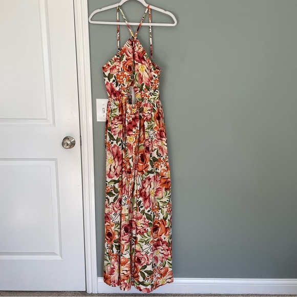 NWT Petal & Pup Seven Wonders Madeira Orange Floral Cutout Maxi Dress - Picture 3 of 17